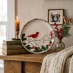 Assiette Décorative Hivernale "Cardinal Perché"
