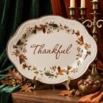 Plat de Service Ovale Festonné "Thankful" - Décoration de Table d'Automne