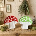 Coupelles Décoratives "Champignon Rétro" en Céramique Rouge/ Vert