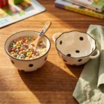 Bol à céréales et soupe en céramique à pois – Blanc & Noir