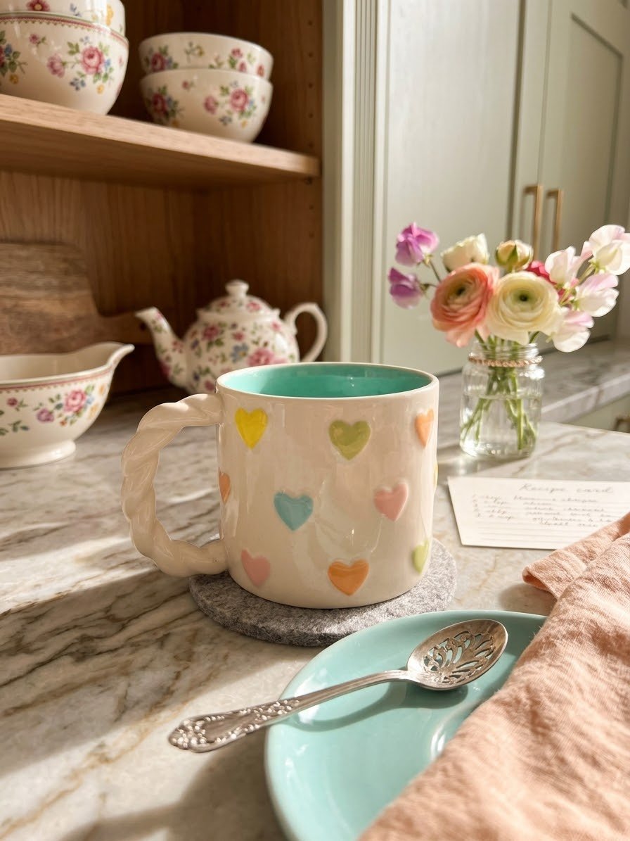 IMG_1983 Tasse en céramique à motif cœurs- Mug coloré – Image 1