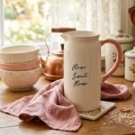 Pichet en céramique – Carafe à eau et vase décoratif rose poudré